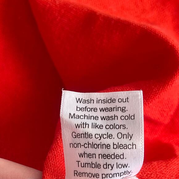 LC Lauren Conrad Blouse Womens Medium Linen Rayon Button Front Red-orange - Picture 8 of 9